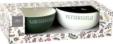2-er Set Schalen "Natural Winter", IHR Ideal Home Range, grün/cremeweiß