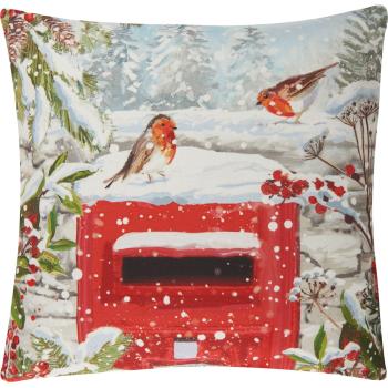 Kissenhülle Motiv Briefkasten im Winterwald 40 x 40 cm Velours-Optik