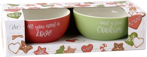 2-er Set Schalen Love and Cookies, IHR Ideal Home Range, rot und grün,  innen cremeweiß